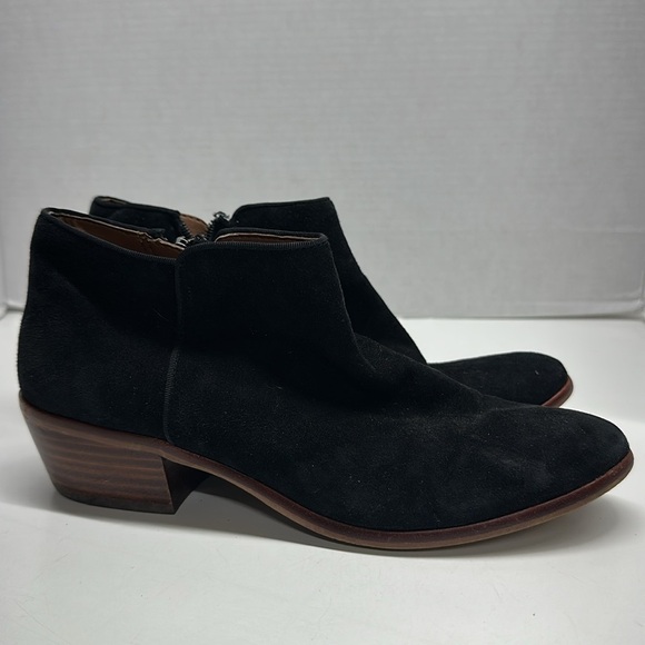 Sam Edelman Petty Suede Ankle Boots Booties Zip Up Ankle Shoes Black Size 8.5 - Picture 5 of 8